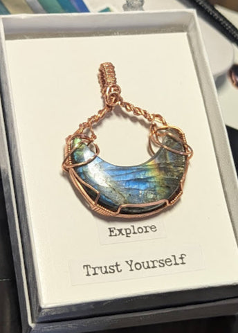 Labradorite Moon Pendant