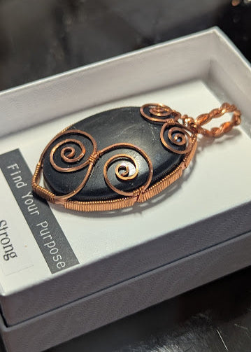 Shungite Copper Spiral Pendant