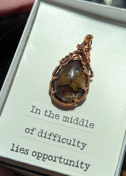 Fancy Brown Jasper Copper Pendant