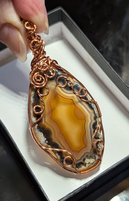 Agate Slice Copper Pendant