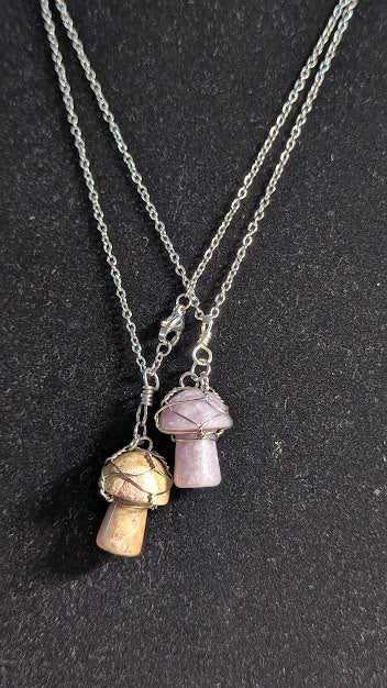 Gemstone Mushroom Pendants