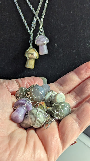 Gemstone Mushroom Pendants