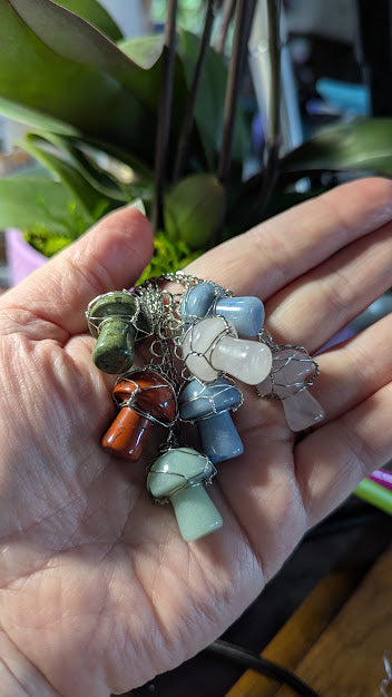 Gemstone Mushroom Pendants